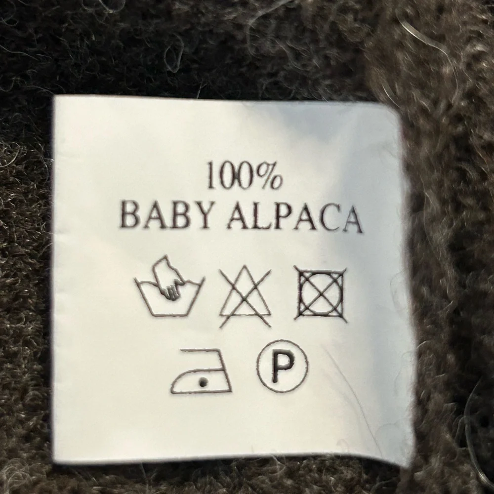 INCALPACA TPX Women's 100% baby Alpaca brown boxy Sweater Sz XS(oversized)